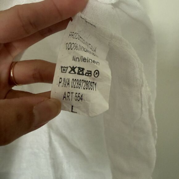 Gigi Moda 100% linen white tank top summer spring Large - Picture 10 of 15